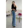Jeans standard zig zag clouté