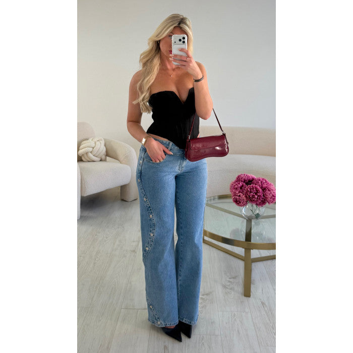 Jeans standard zig zag clouté