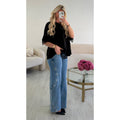 Jeans standard zig zag clouté
