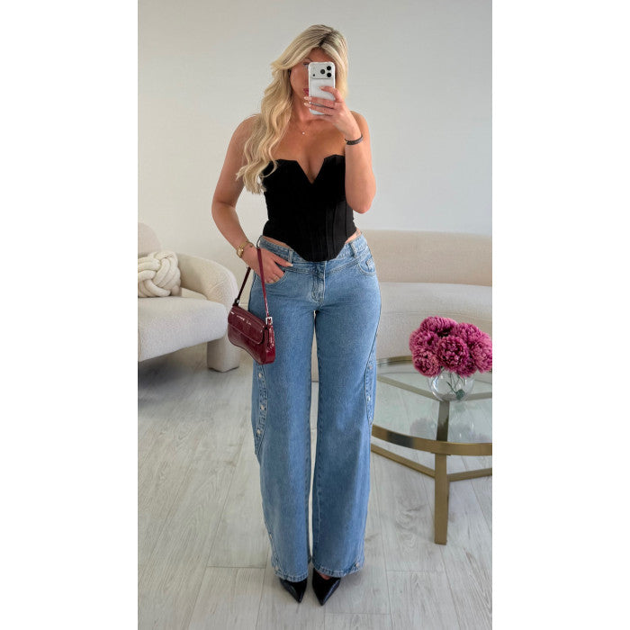 Jeans standard zig zag clouté