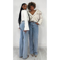 Jeans strass extra long bleu stretch (création)