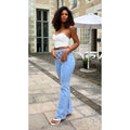 Jeans strass extra long bleu stretch (création)