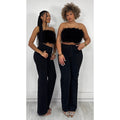 Jeans strass extra long noir stretch (création)