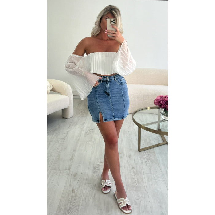 Jupe denim fente