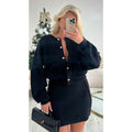 Ensemble épais cardigan jupe noir