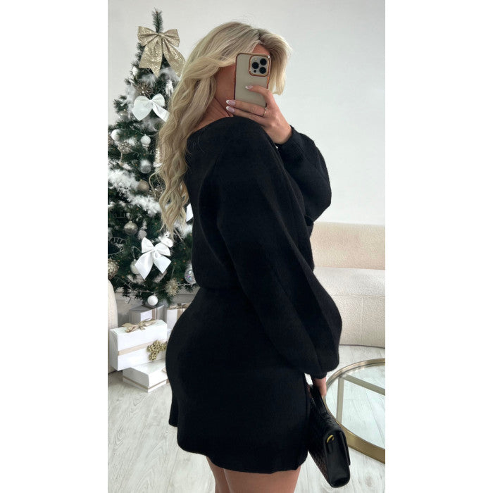 Ensemble épais cardigan jupe noir