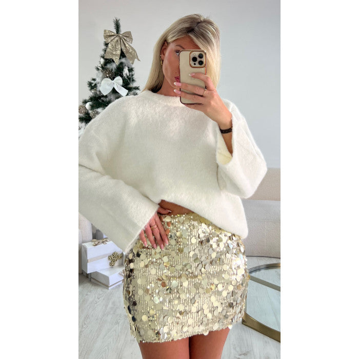Jupe gros sequins doré