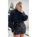 Jupe gros sequins noir
