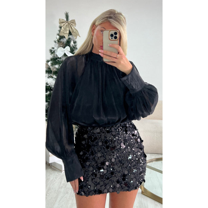 Jupe gros sequins noir