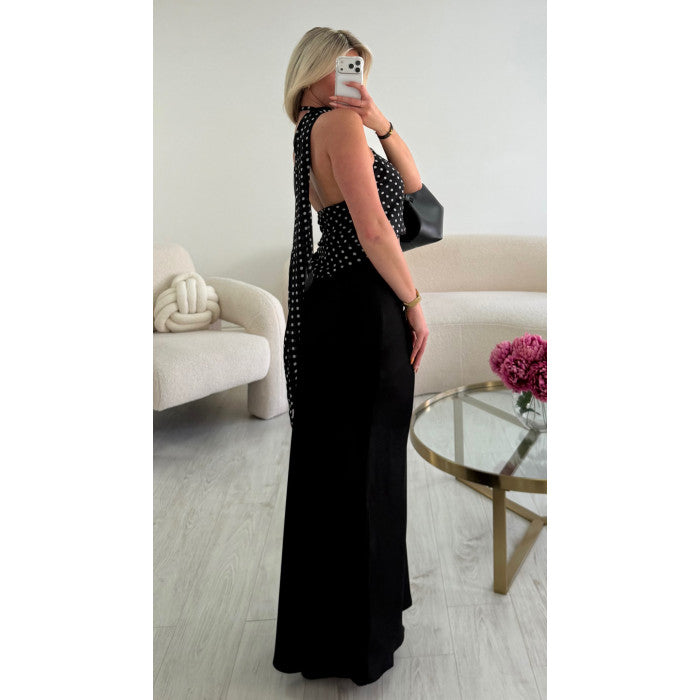 Jupe longue satin noire