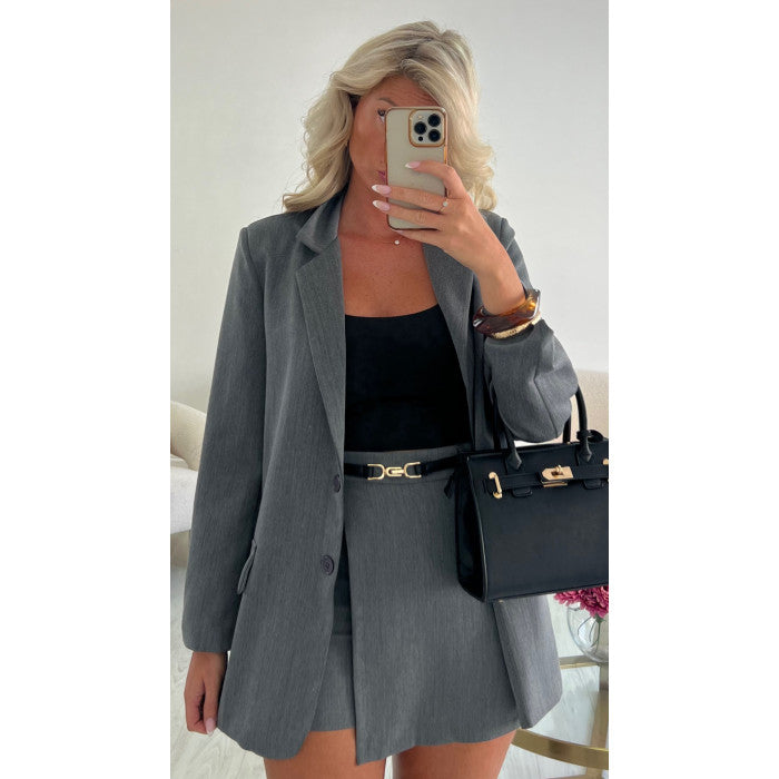 Jupe short classique gris chiné