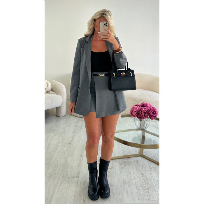 Jupe short classique gris chiné