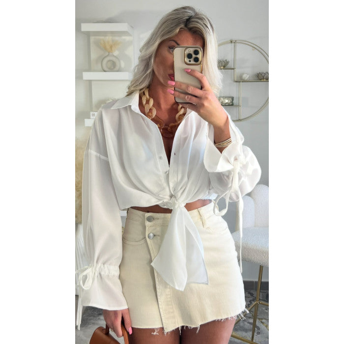 Jupe short denim beige