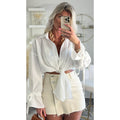 Jupe short denim beige