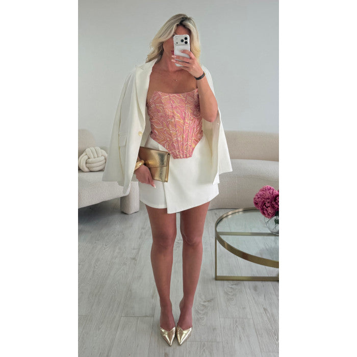 Jupe short doublé blanc
