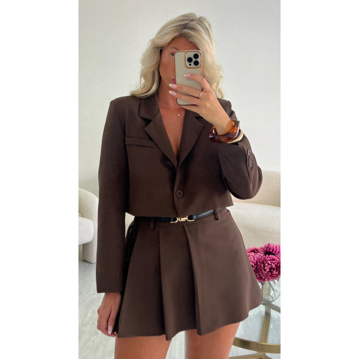 Jupe short plissée choco