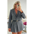 Jupe short plissée gris chiné