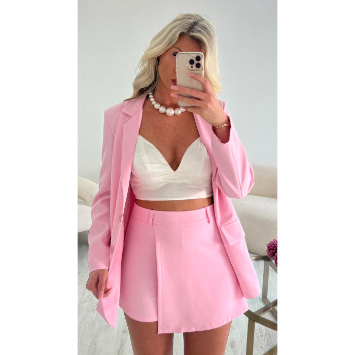 Jupe short rose bonbon