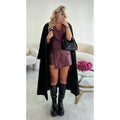 Jupe short simili cuir bordeaux