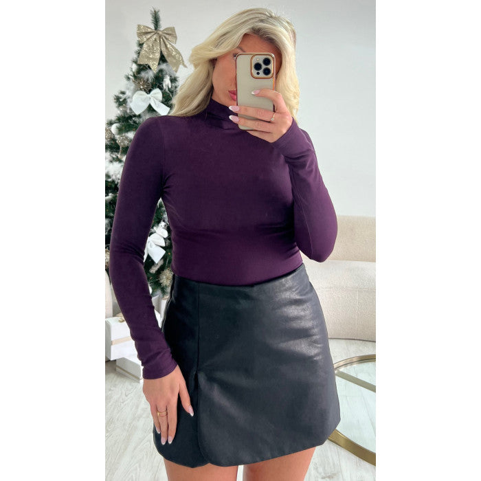 Jupe short simili cuir noir