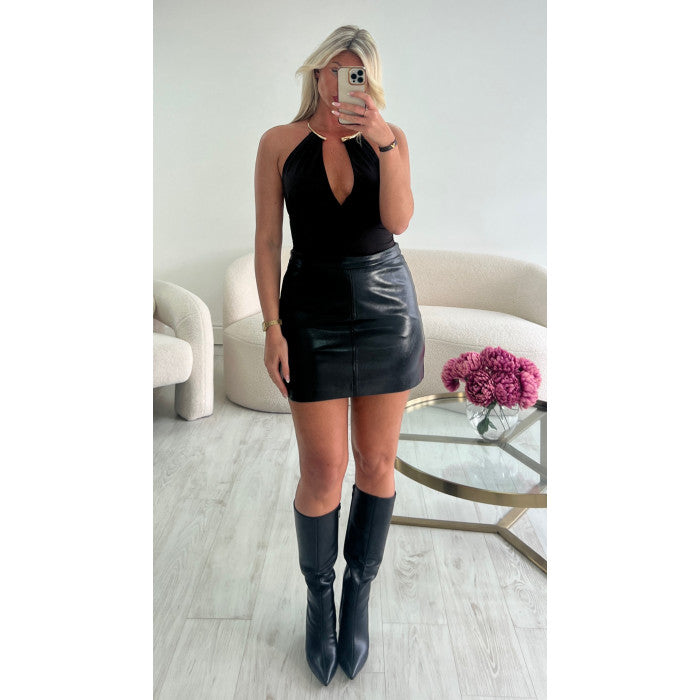 Jupe simili brillant noire