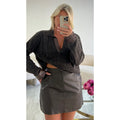 Jupe simili cuir droite choco glacé