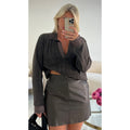 Jupe simili cuir droite choco glacé