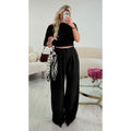 Pantalon barrel pince extra long noir