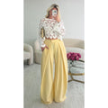 Pantalon barrel pince jaune pastel