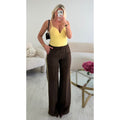 Pantalon casual choco bandes jaune