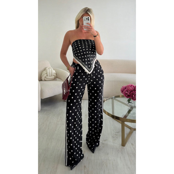 Pantalon casual pois bandes