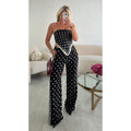 Pantalon casual pois bandes