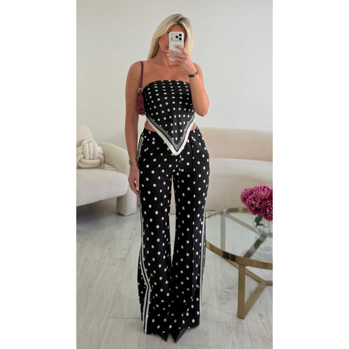 Pantalon casual pois bandes