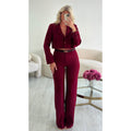 Pantalon couture taille haute burgandy