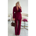 Pantalon couture taille haute burgandy