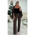 Pantalon couture taille haute choco