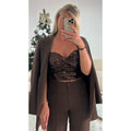 Pantalon couture taille haute choco