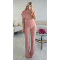 Pantalon couture taille haute old pink