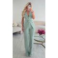 Pantalon couture taille haute vert d'eau
