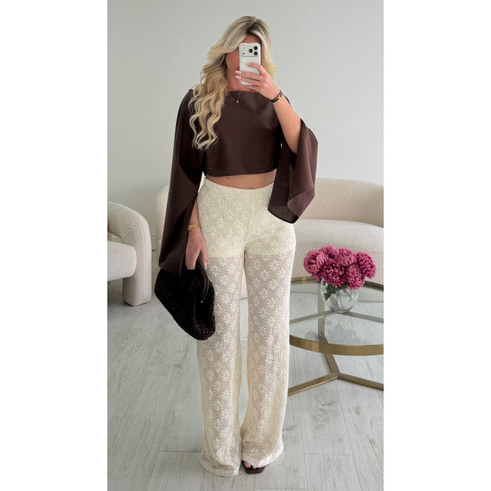 Pantalon crochet creamy