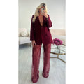 Pantalon dentelle extra long burgundy