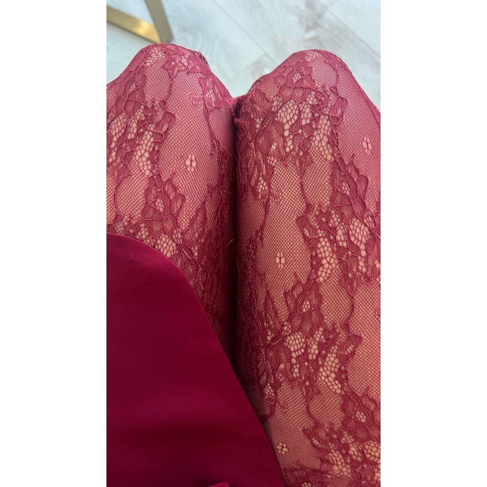 Pantalon dentelle extra long burgundy