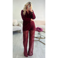 Pantalon dentelle extra long burgundy
