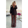 Pantalon dentelle extra long choco