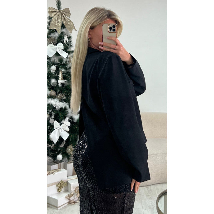 Pantalon extra long sequins semi transparent short