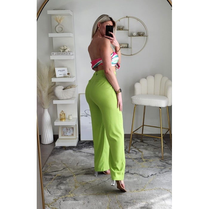 Pantalon fluide évasé vert