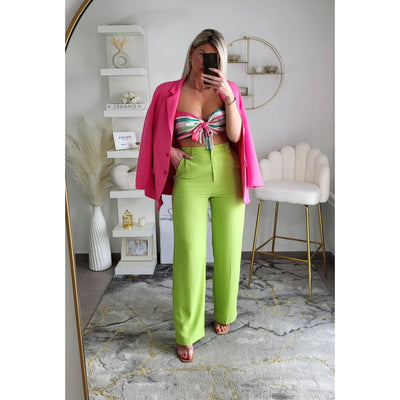 Pantalon fluide évasé vert