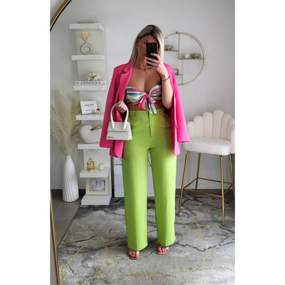 Pantalon fluide évasé vert