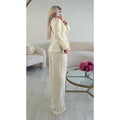 Pantalon large extra extra long crème