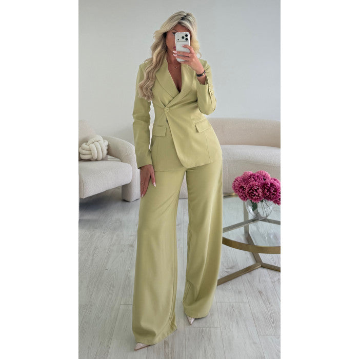 Pantalon large extra long avocado